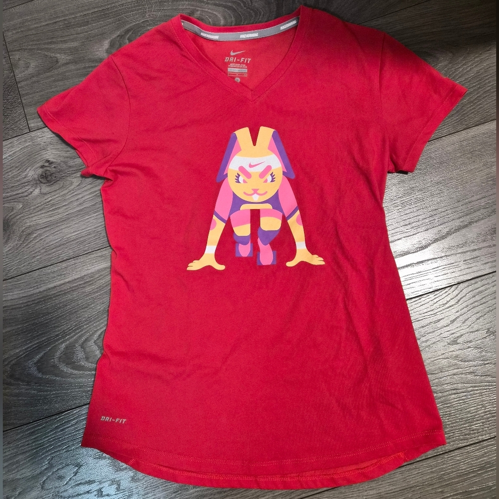 Nike Red Dri-FIT T-Shirt with Graphic Design